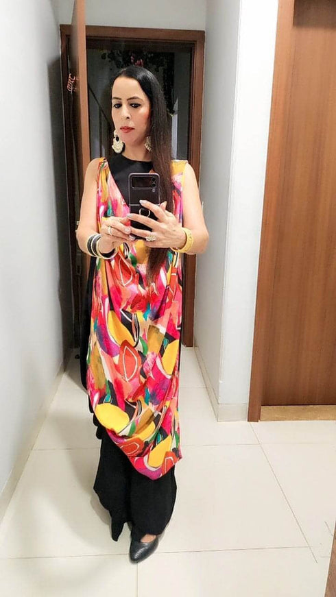 Multiple Ways Drape Sari - Sleeve Fabric Attached