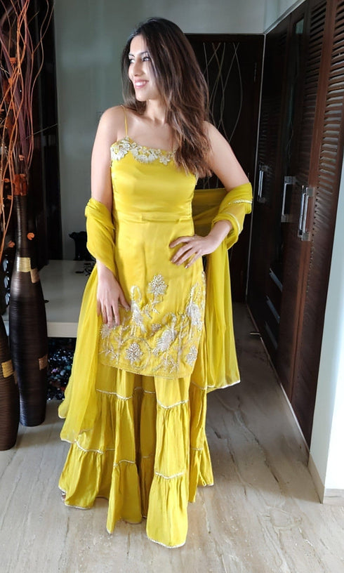 Mustard Sharara Set