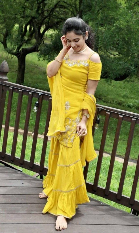 Mustard Sharara Set