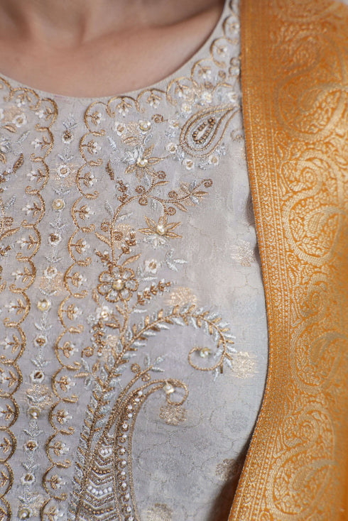 Mustard Yellow Banarasi Suit Set