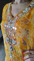 Mustard Yellow Hand Embroidery Kaftan Set