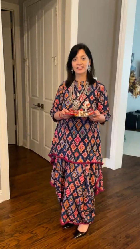 Navy Blue Dhoti Skirt Dress