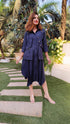 Navy Blue Shirt Dress With Waist Coat