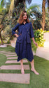 Navy Blue Shirt Dress With Waist Coat