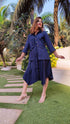 Navy Blue Shirt Dress With Waist Coat