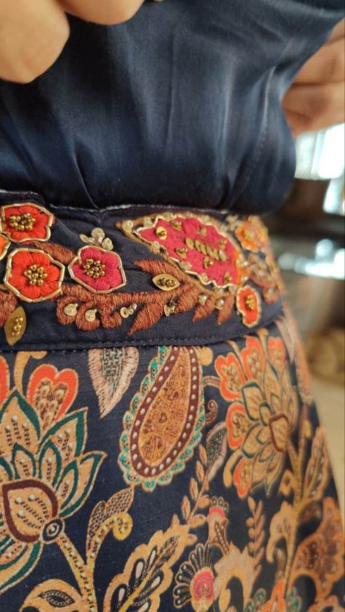 Navy Blue Shirt Lehenga Set