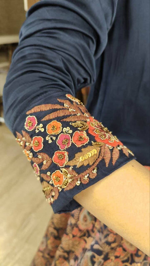 Navy Blue Shirt Lehenga Set