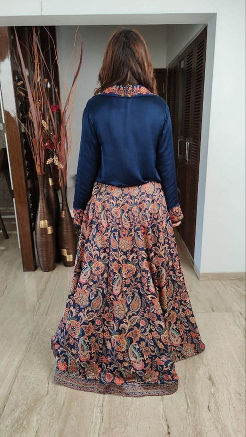 Navy Blue Shirt Lehenga Set