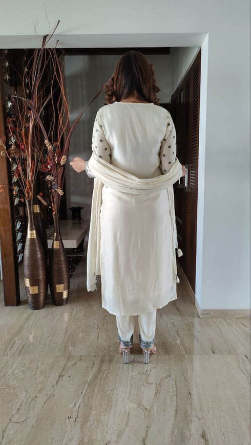 Off White Banarasi Suit Set