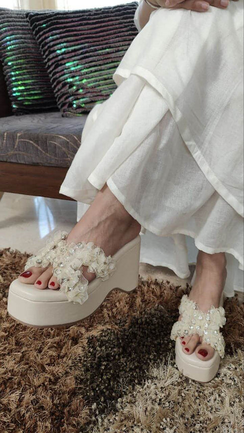 Off White Drape dress with Neon Jacket