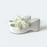 White Floral Wedge Heels