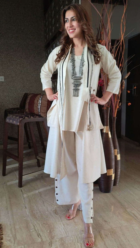 Off White Three Piece Shell Co ord Set