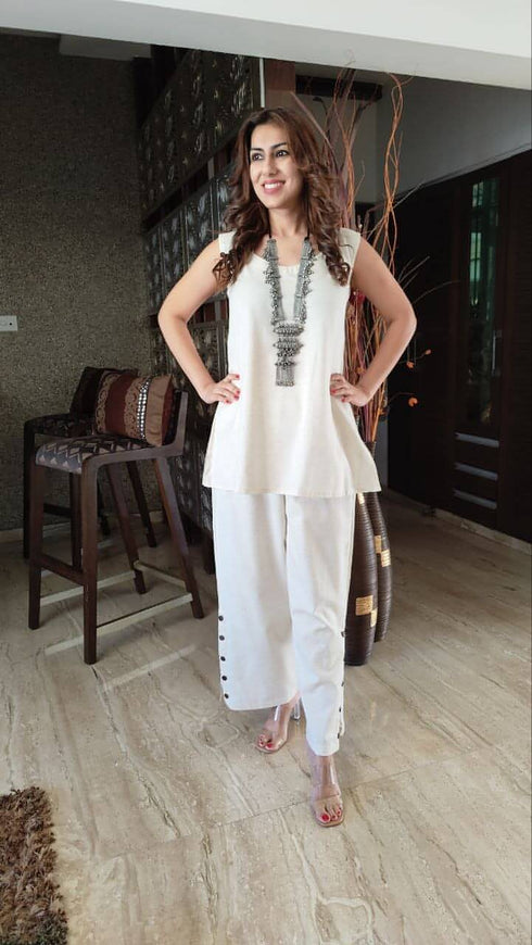 Off White Three Piece Shell Co ord Set