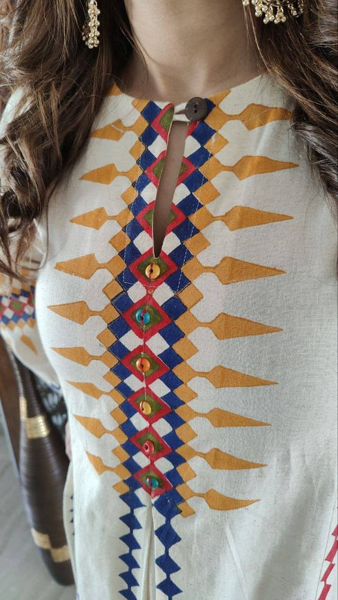 Off white Block Print Co ord Set