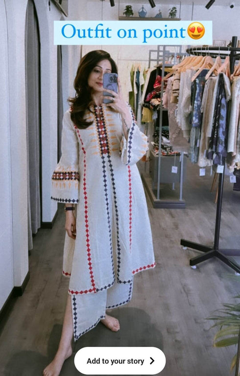 Off white Block Print Co ord Set