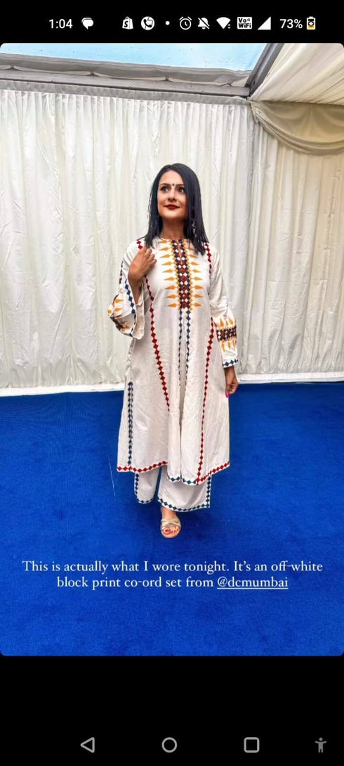 Off white Block Print Co ord Set