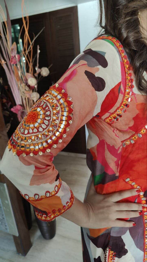 Orange Red Pakistani Suit