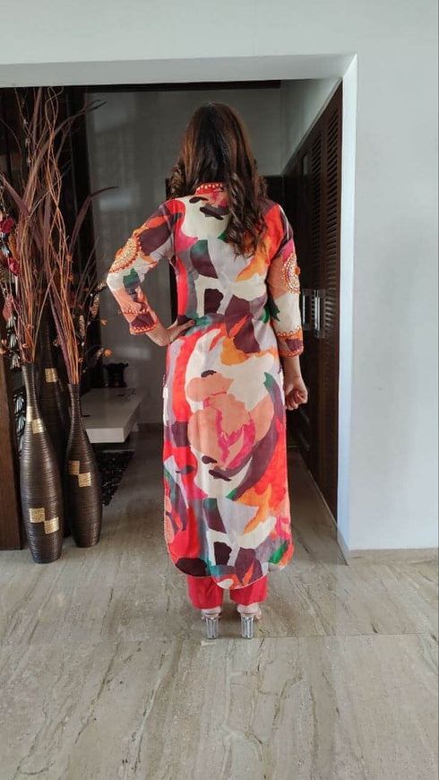 Orange Red Pakistani Suit