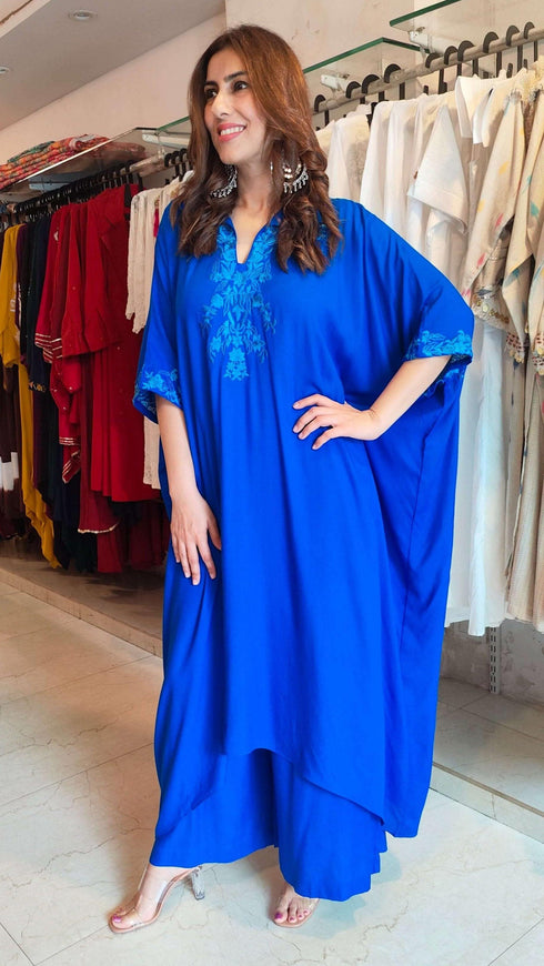 Pakistani Blue Kaftan Coord Set