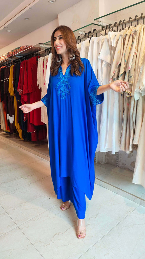 Pakistani Blue Kaftan Coord Set