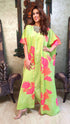 Parrot Green Dress with Cape