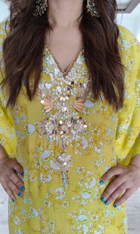 Pastel Green Kaftan Set