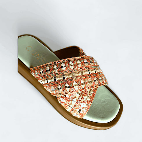 Pastel Green and Pink Criss Cross Slider