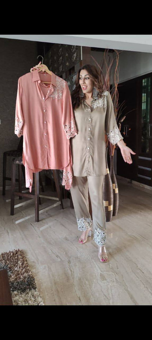 Pastel Pink Cutwork Co ord Set