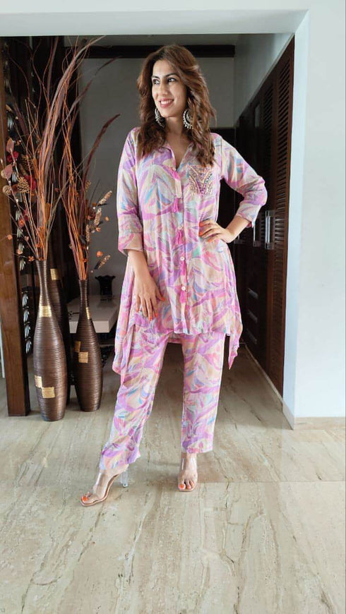 Pastel Waves Coord Set - Embroidery Pocket