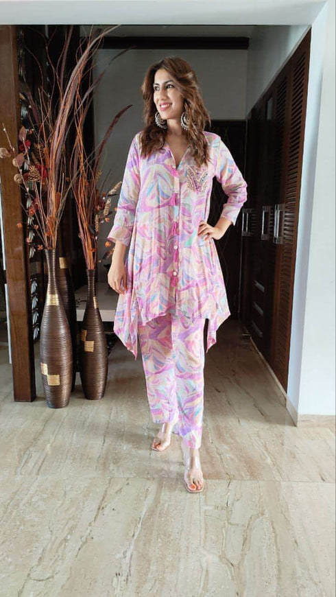 Pastel Waves Coord Set - Embroidery Pocket