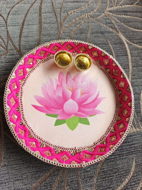 Pastel pink Lotus Pooja Thali Set - Accessory