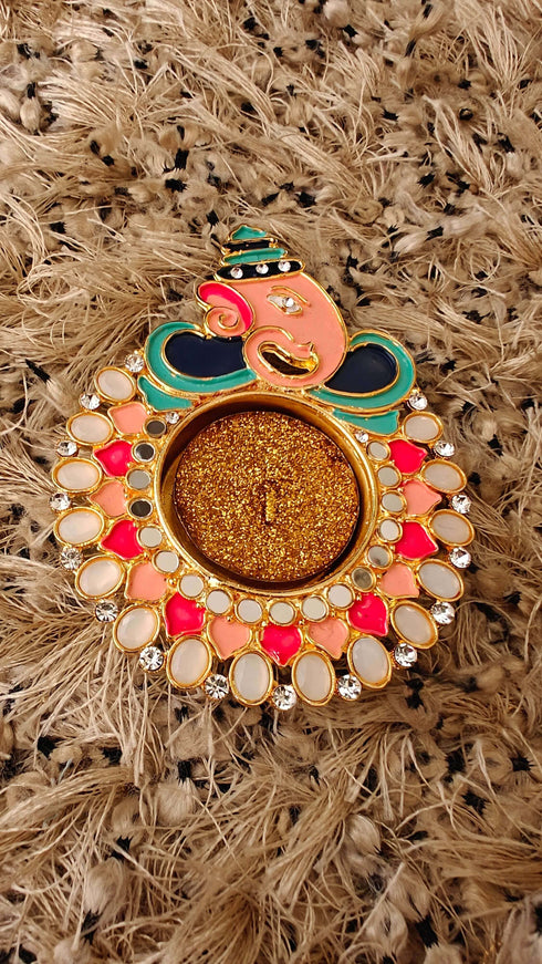 Peach Ganpati Diya (1 Piece) - Accessory