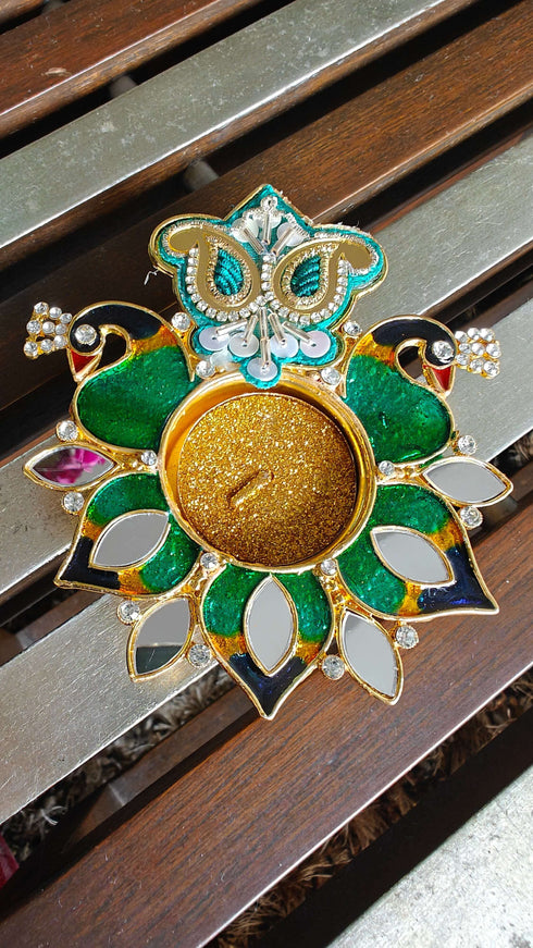 Peacock Morni Diya Set First Design (Pair of 2) - Accessory