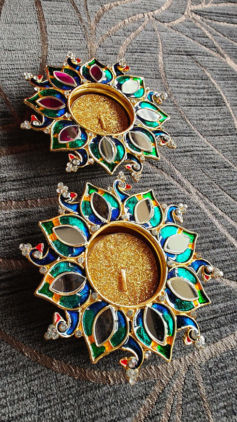 Peacock Morni Diya Set Second Design (Pair of 2) - Accessory