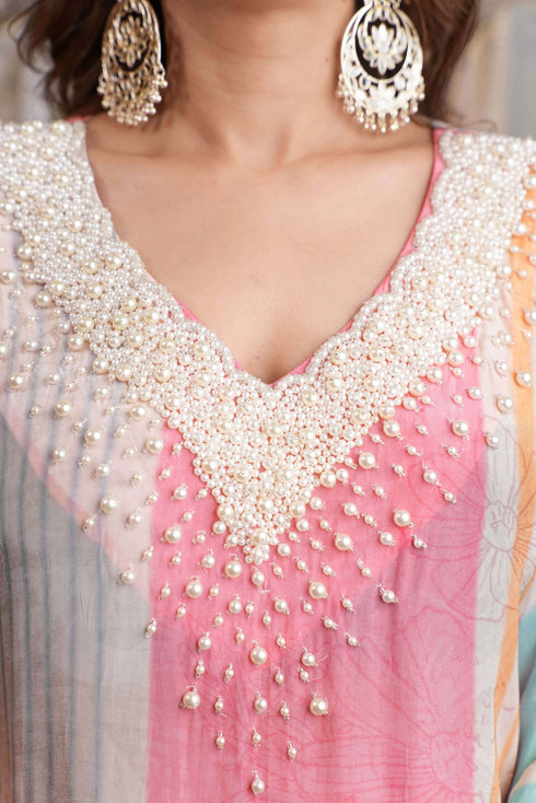 Pearl Pink Kaftan Set