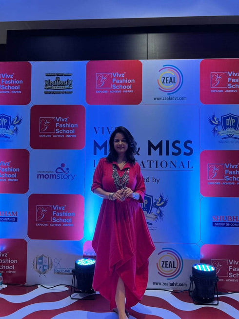 Pink Dhoti Dress With Necklace