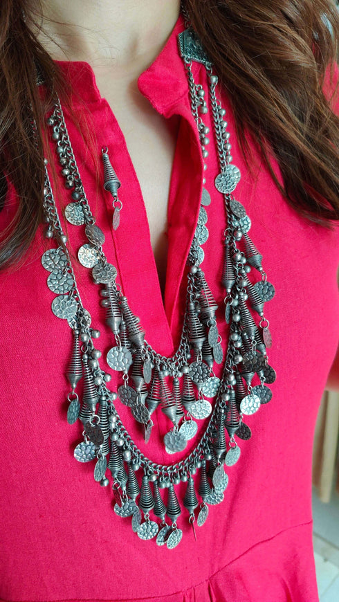 Pink Dhoti Dress With Necklace