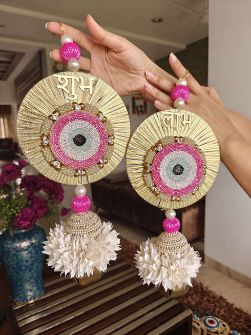 Pink Evil Eye Shubh Labh Set - Accessory