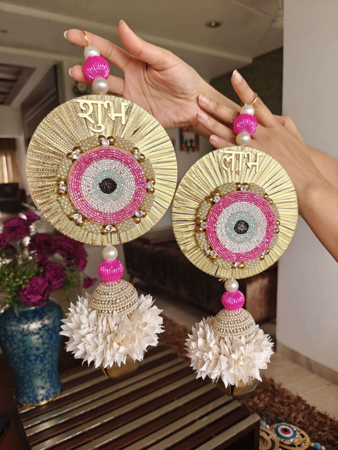 Pink Evil Eye Shubh Labh Set - Accessory
