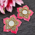 Pink Flower Diya Set (Pair of 2) - Accessory