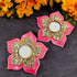 Pink Flower Diya Set (Pair of 2) - Accessory