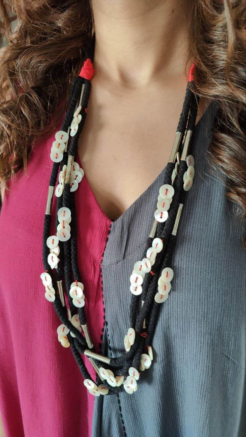 Pink Grey Dhoti Dress With Neckpiece