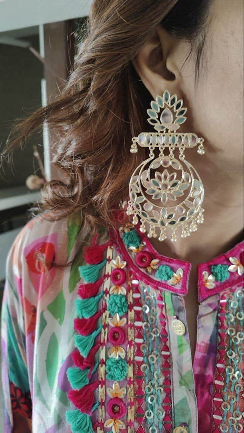 Pink Heavy Neck Kaftan Co ord Set