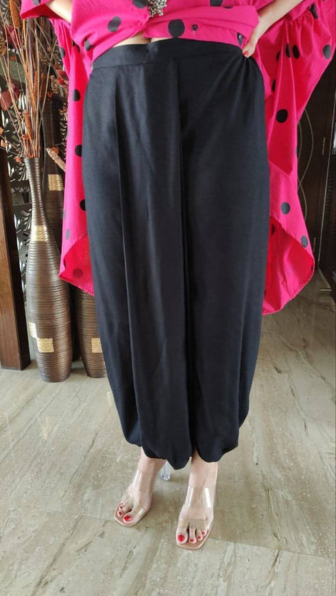 Pink Polka Dot Shirt With Black Dhoti