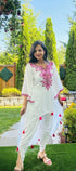 Pink Tassel White Kurta Set