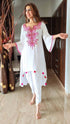 Pink Tassel White Kurta Set