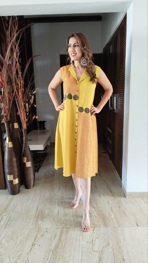 Pink Yellow Dress Set