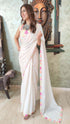 Prestitched Neon White Saree