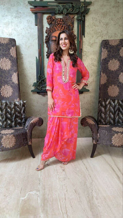 Punjabi Pink Dhoti Kurta Set