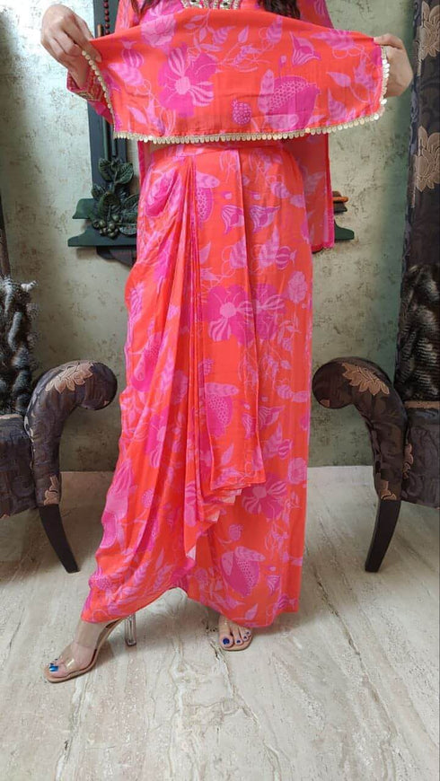 Punjabi Pink Dhoti Kurta Set